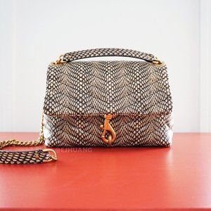 Rebecca Minkoff Edie Flap Quilted Snake-Print Leather Shoulder Crossbody Bag